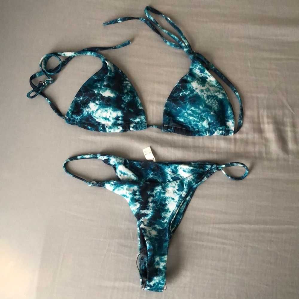 ZAFUL Teal Ocean Tie-Die Bikini